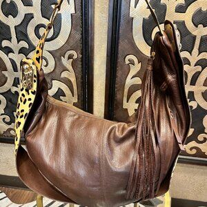 Sharif 1827 brown animal print shoulder handbag